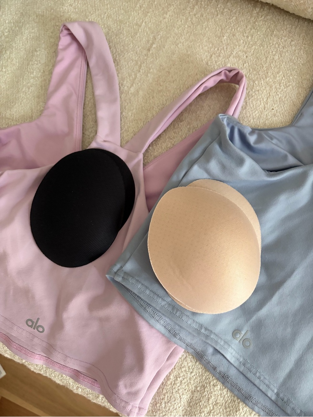 Alo Soft Airbrush Real Bra Tank Crop XS Pink Blue Bundle Winter Frost
